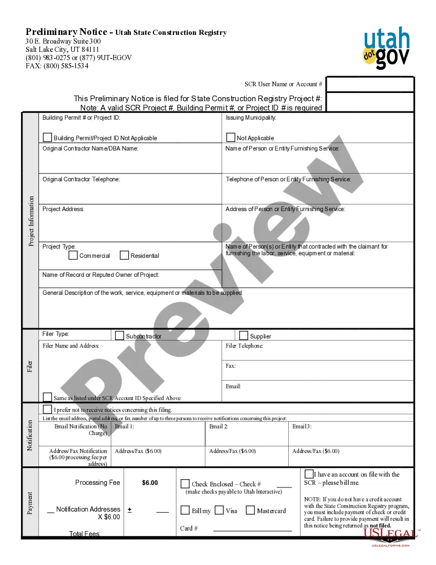 Preview Preliminary Notice