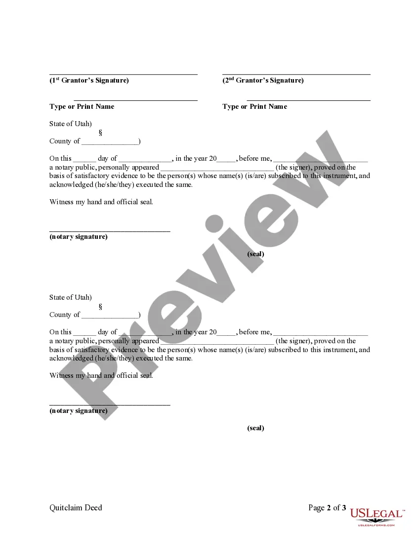 Preview Quitclaim Deed by Two Individuals to Corporation