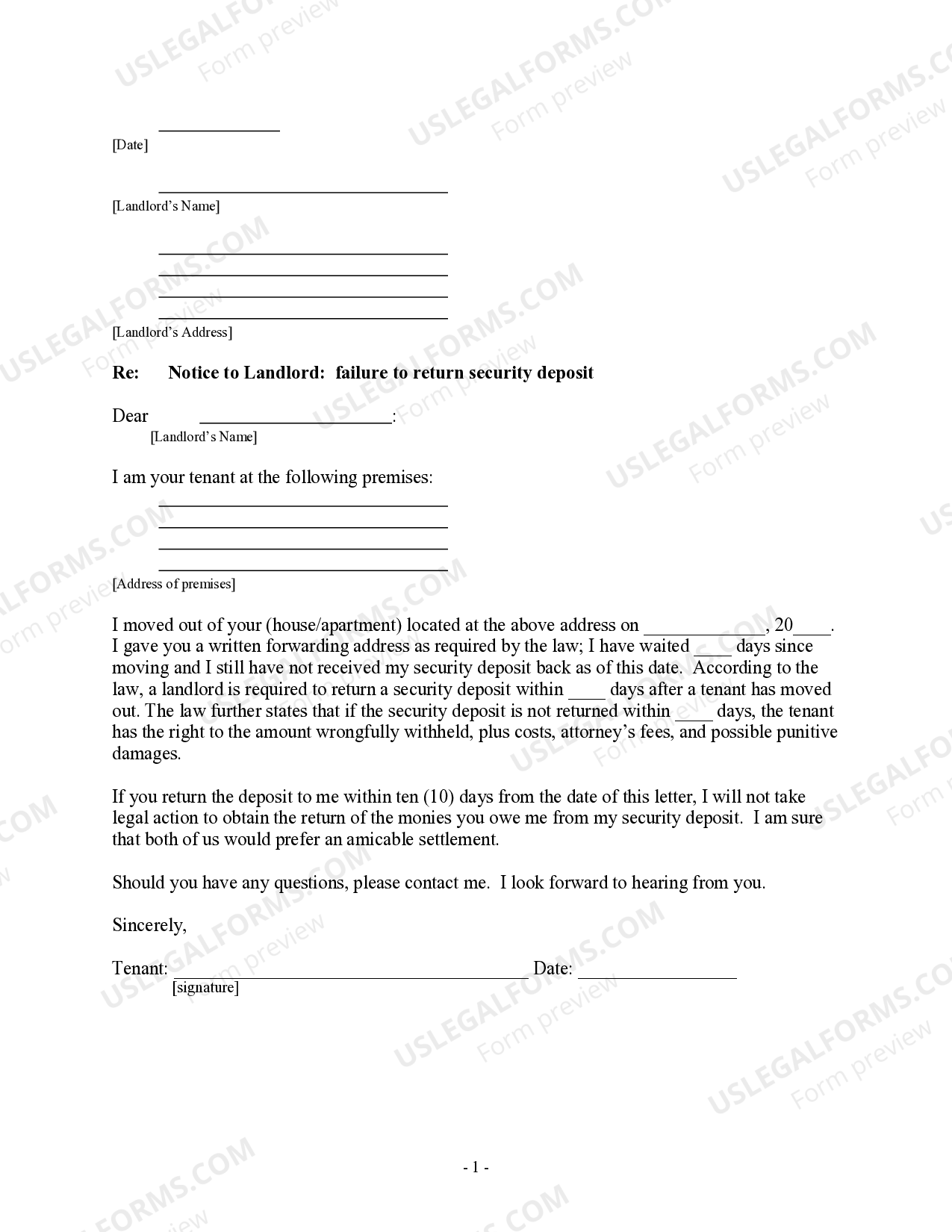 Security Deposit Forms Withholding Letter US Legal Forms