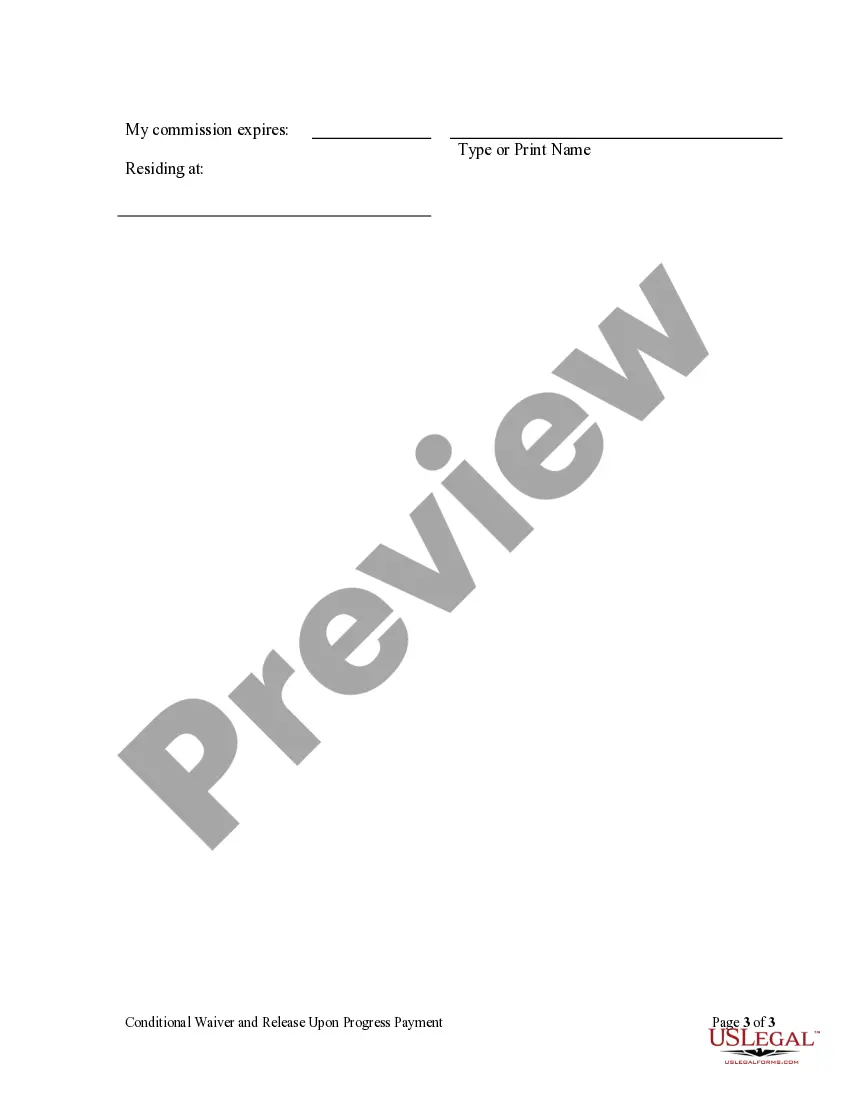 Preview Conditional Waiver and Release Upon Progress Payment - Corporation