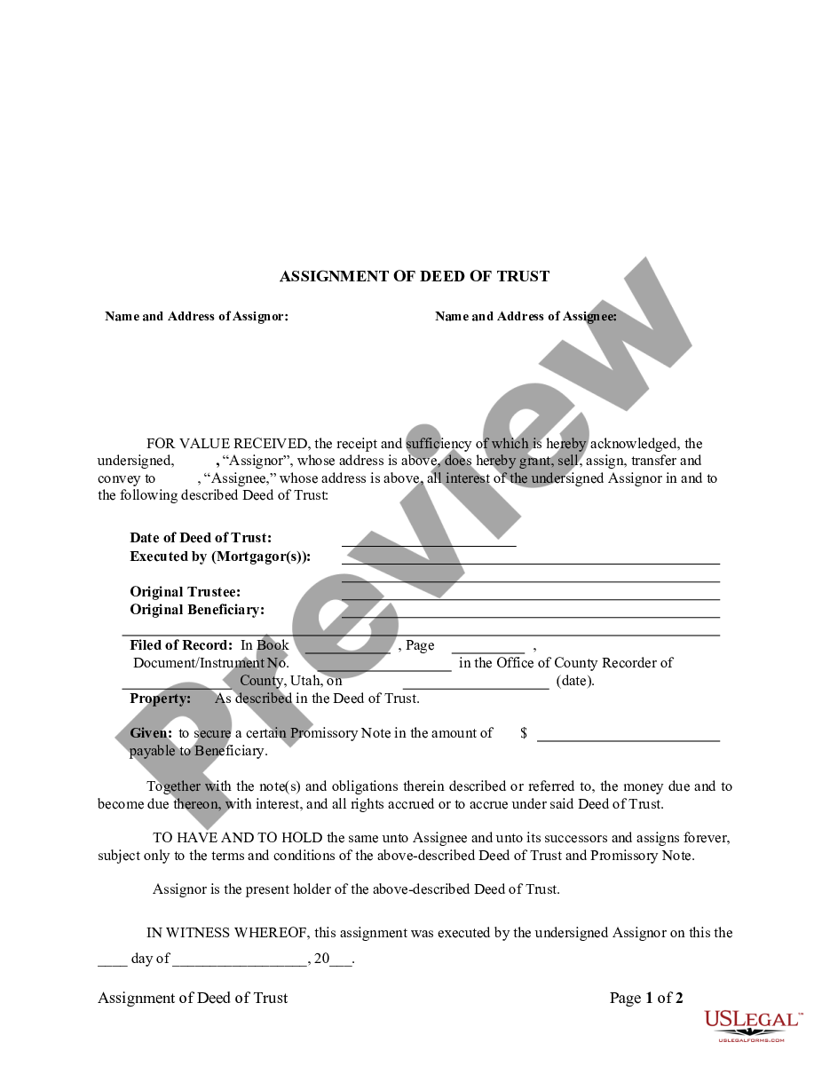 page 0 Assignment of Deed of Trust by Individual Mortgage Holder preview