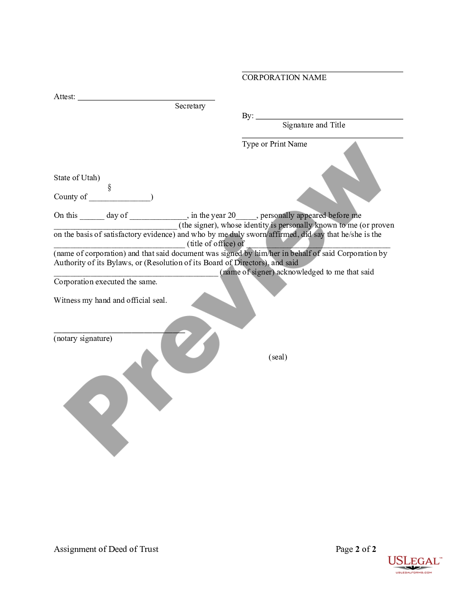 page 1 Assignment of Deed of Trust by Corporate Mortgage Holder preview