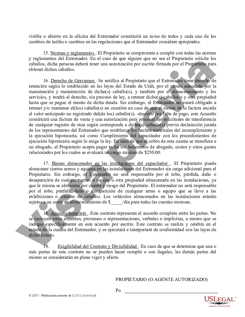 Preview Contrato de Entrenamiento - Caballo Equino Formas