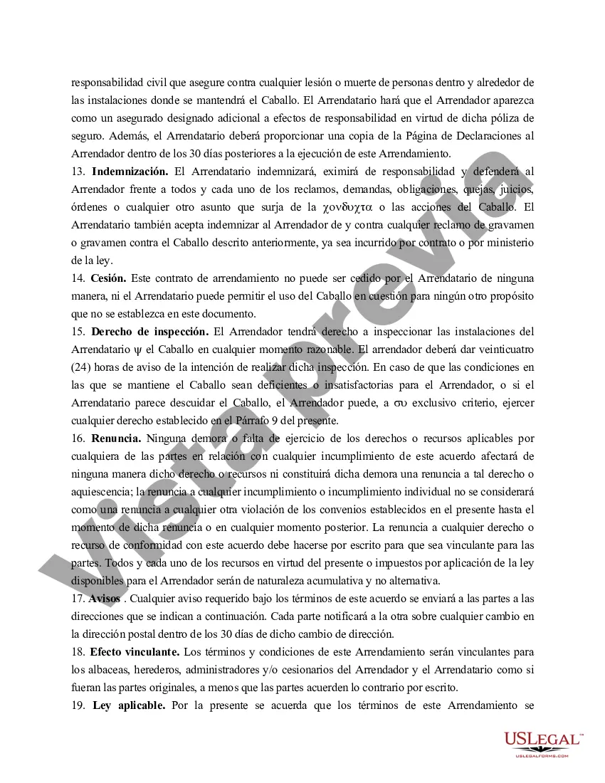 Preview Contrato de arrendamiento de caballos de alto rendimiento