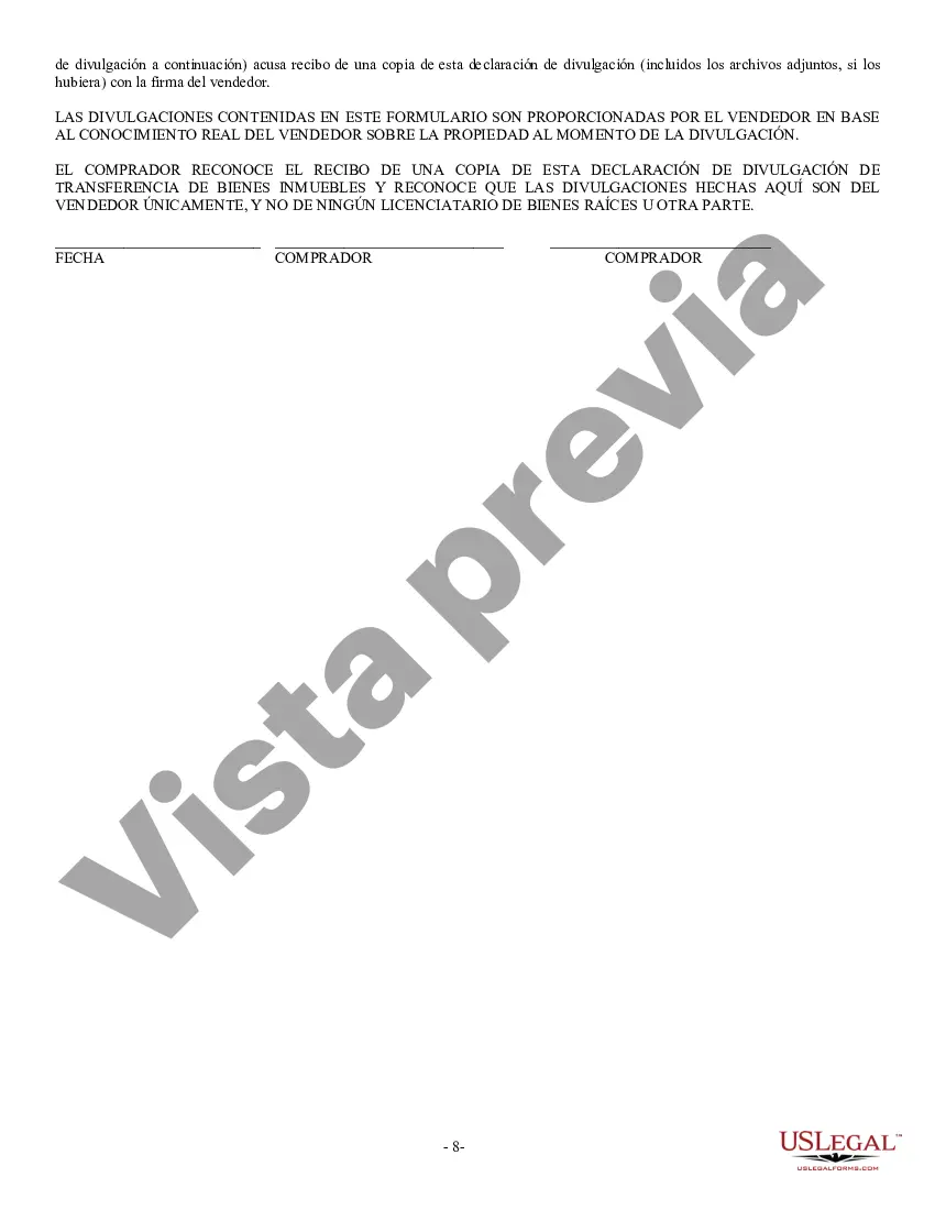 Preview Declaración de Divulgación de Ventas de Bienes Raíces Residenciales