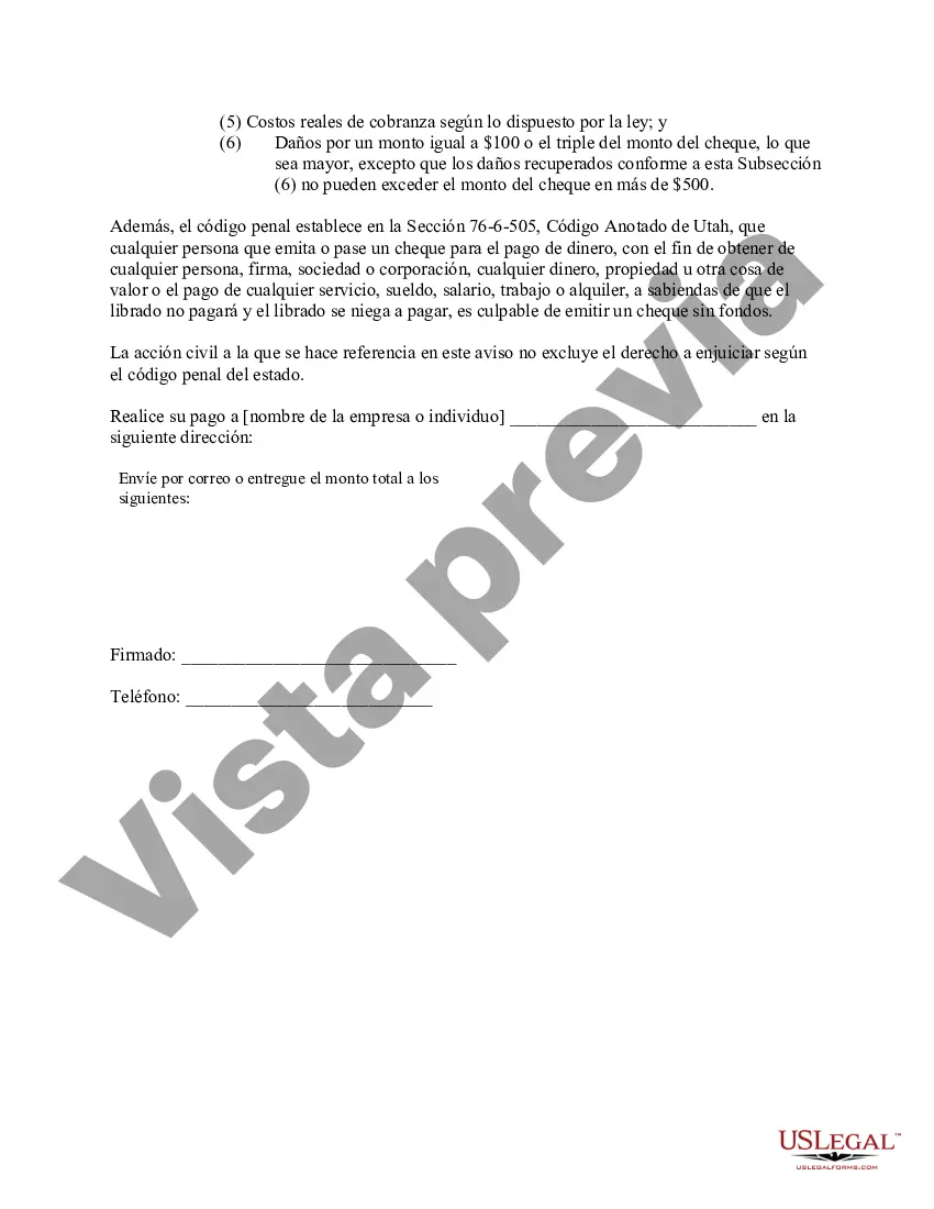Preview Aviso de cheque sin fondos - Penal - Palabras clave: cheque sin fondos, cheque sin fondos