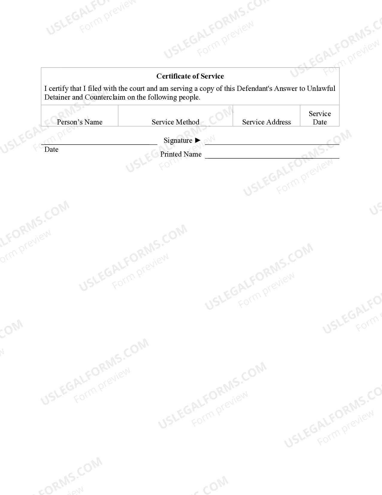 Preview Utah Defendant's Answer to Unlawful Detainer