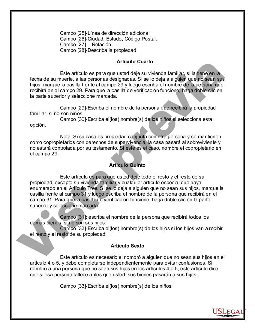 Preview Paquete de Testamentos Mutuos de Últimas Voluntades y Testamentos para Personas Solteras que conviven con Hijos Adultos