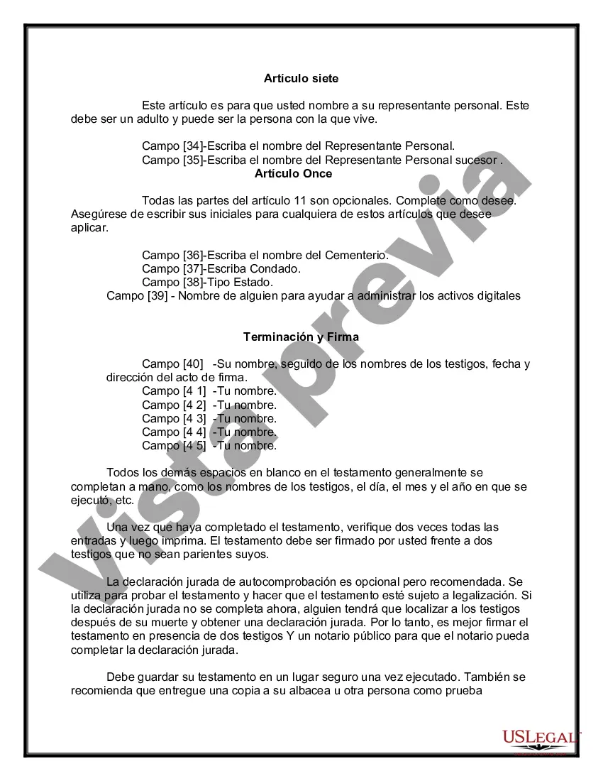 Preview Paquete de Testamentos Mutuos de Últimas Voluntades y Testamentos para Personas Solteras que conviven con Hijos Adultos