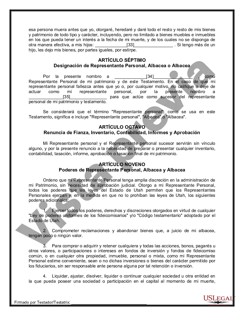 Preview Paquete de Testamentos Mutuos de Últimas Voluntades y Testamentos para Personas Solteras que conviven con Hijos Adultos