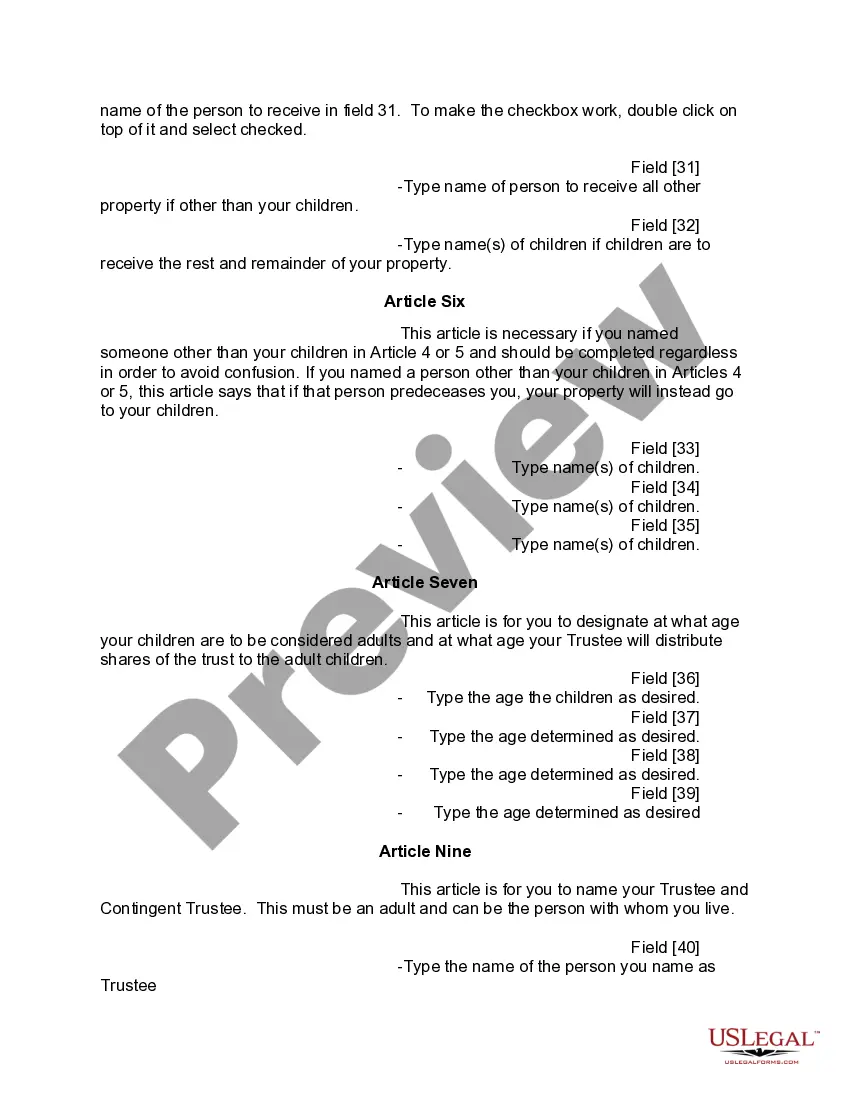 Preview Mutual Wills or Last Will and Testaments for Man and Woman living together, not Married with Minor Children