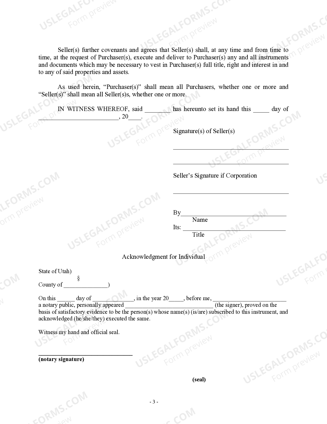 Bill Of Sale Utah With Deposit | US Legal Forms