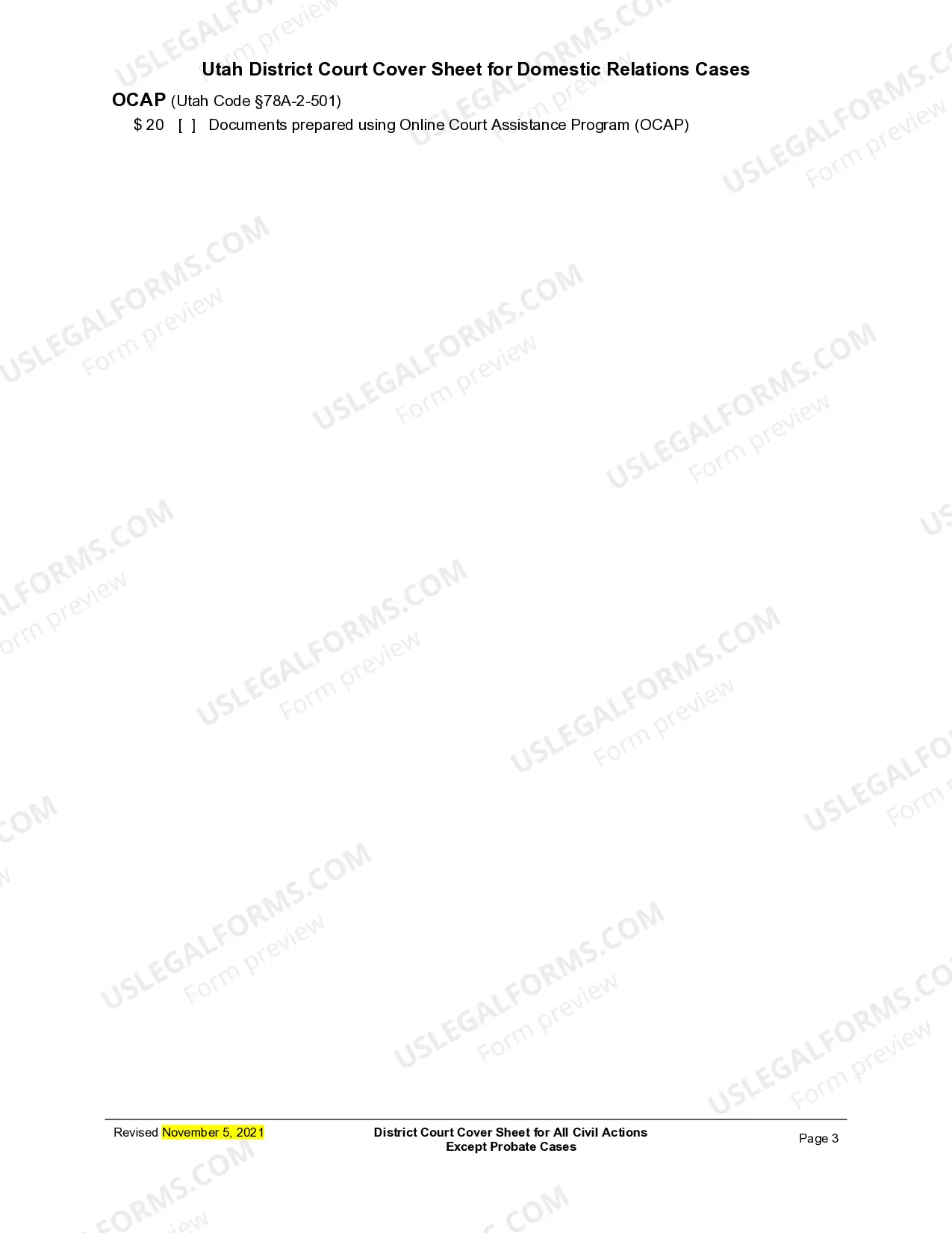 Preview Civil Cover Sheet