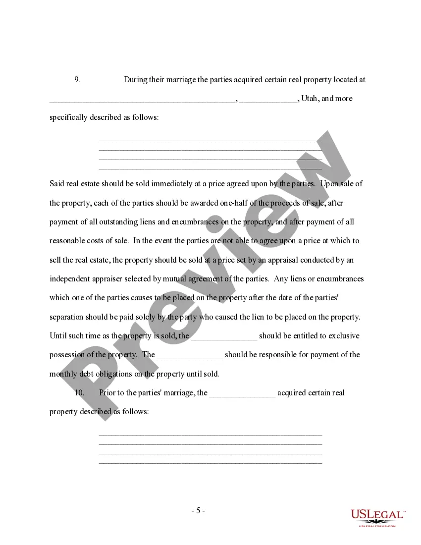 Preview Marital Domestic Separation and Property Settlement Agreement Adult Children