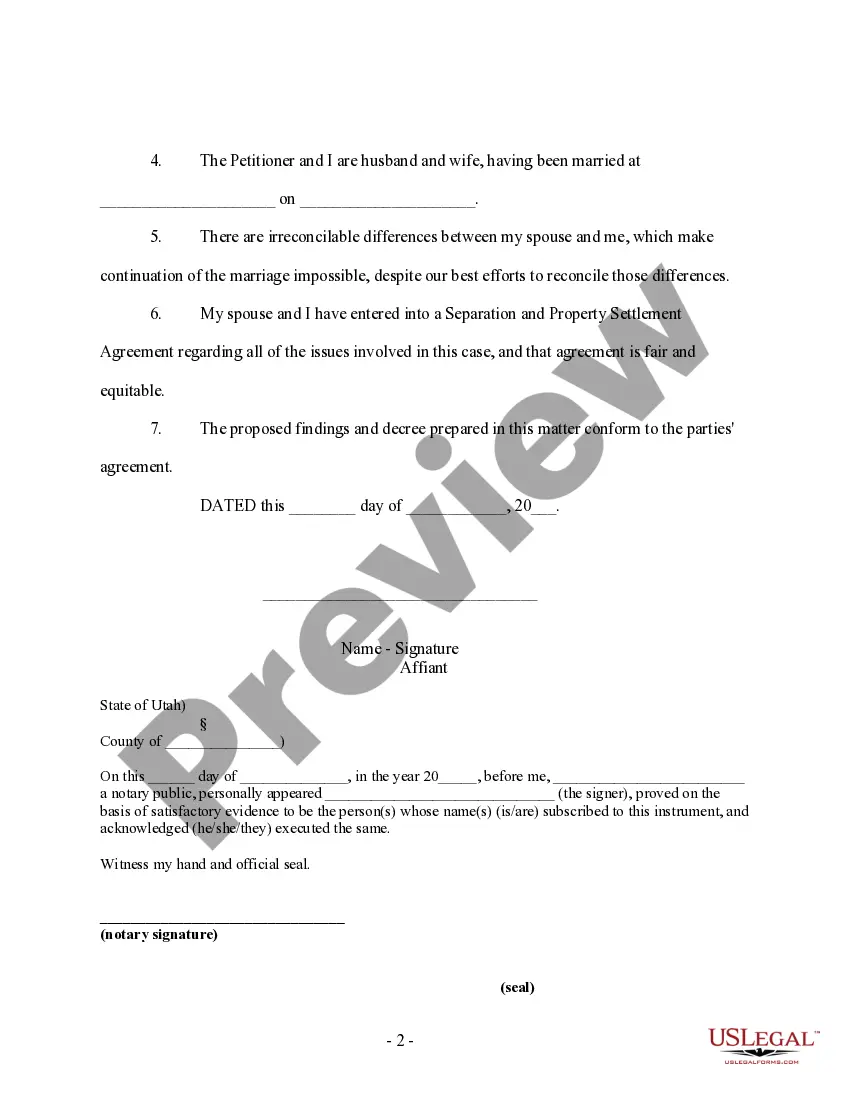 Preview Affidavit in Support of Decree - Respondent