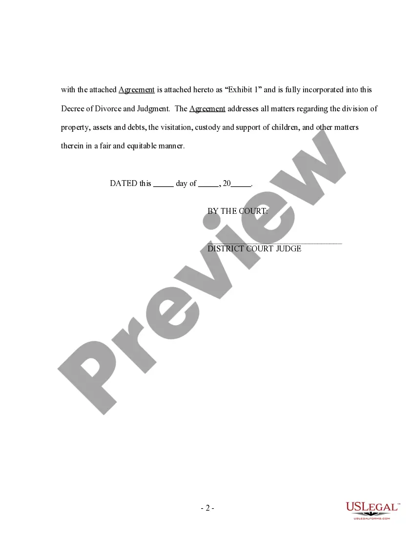 Get Decree and Judgment of Divorce - Minor and Adult Children Preview Decree and Judgment of Divorce - Minor and Adult Children