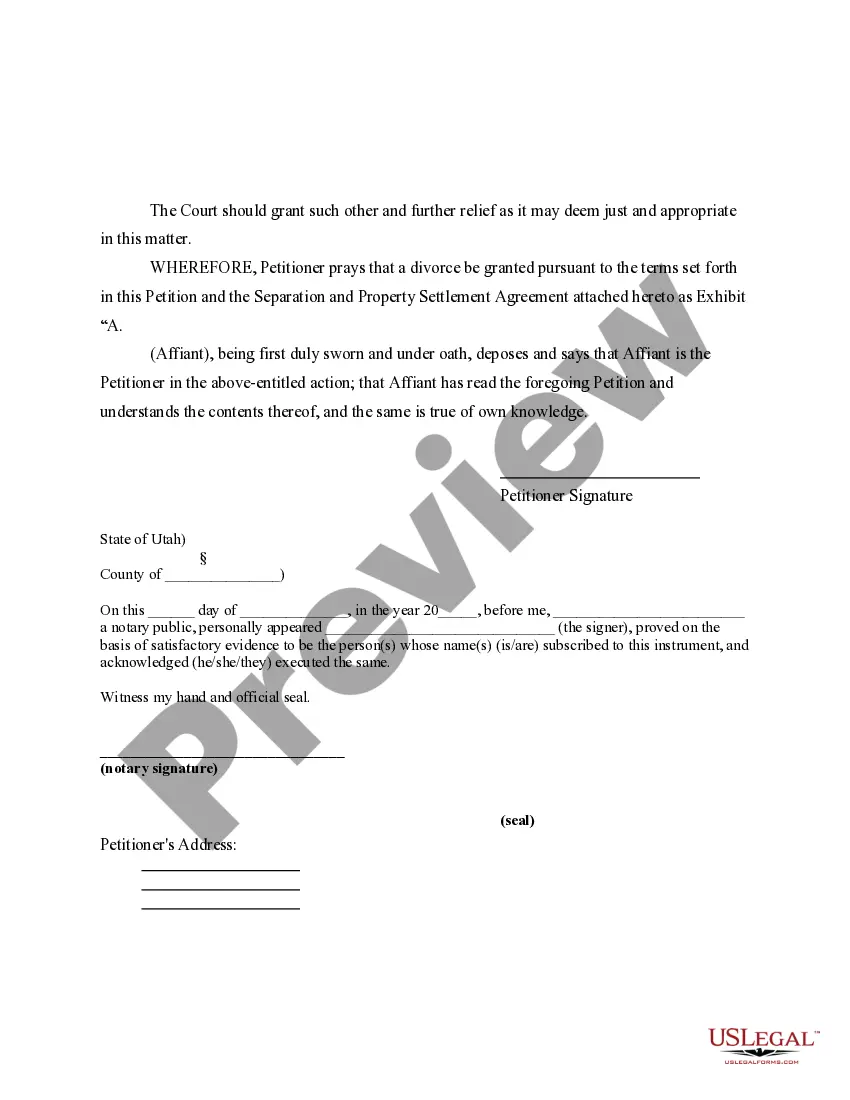 Get Verified Petition for Divorce - With minor children Preview Verified Petition for Divorce - With minor children