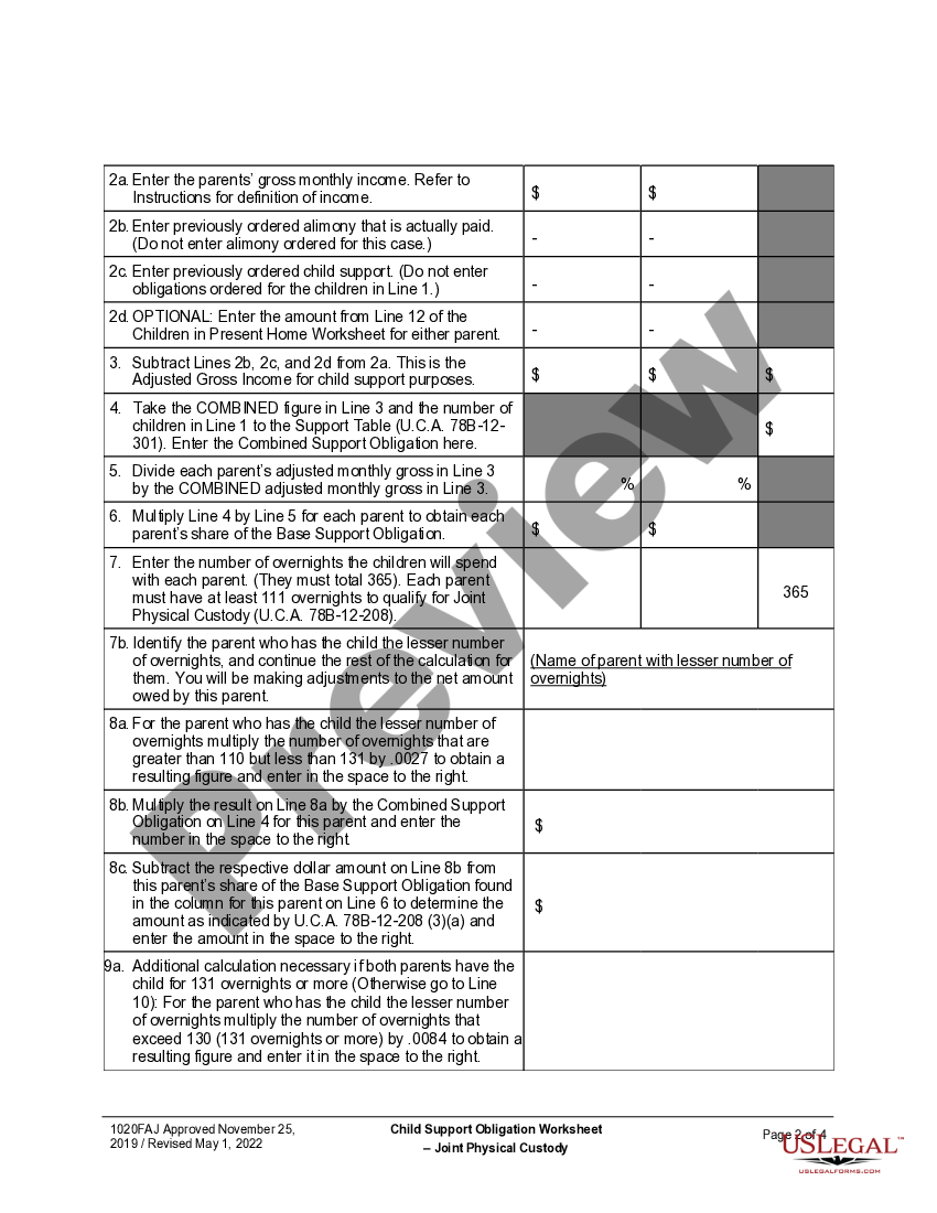 Child Support Guidelines Worksheet Form 12 902 e US Legal Forms