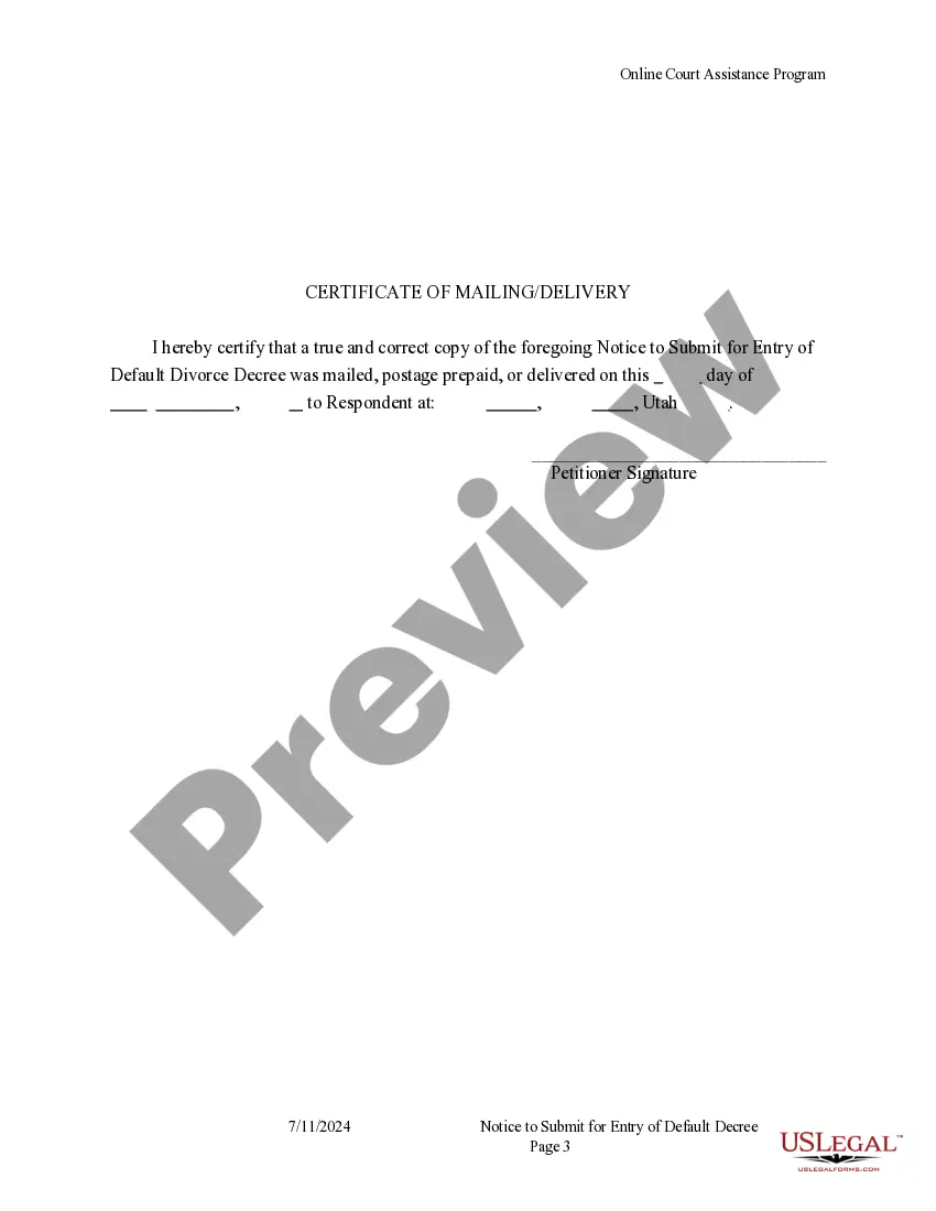 Get Notice to Submit for Entry of Decree of Divorce Preview Notice to Submit for Entry of Decree of Divorce
