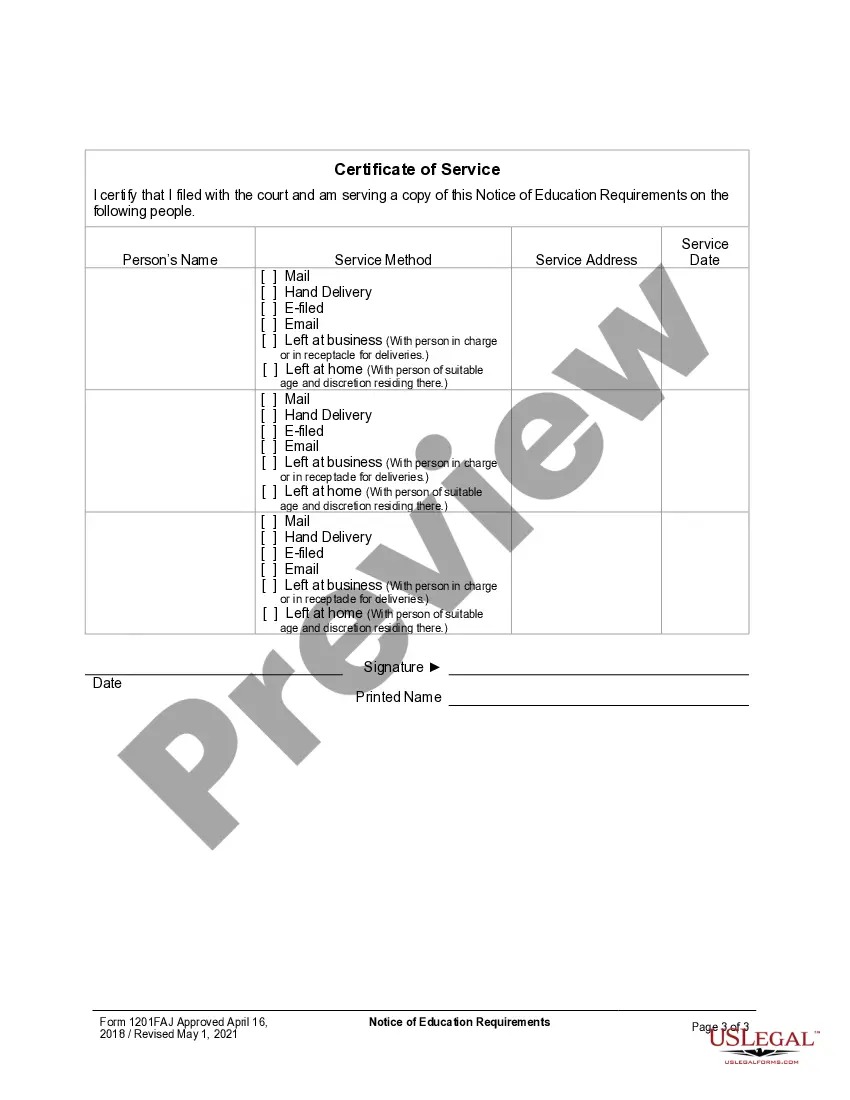 Preview Notice of Education Requirements