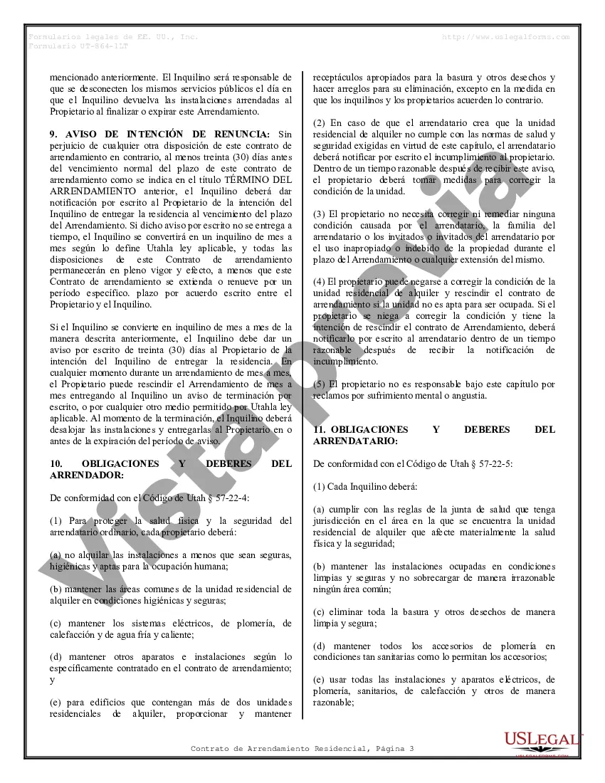 Preview Arrendamiento residencial o contrato de alquiler de mes a mes