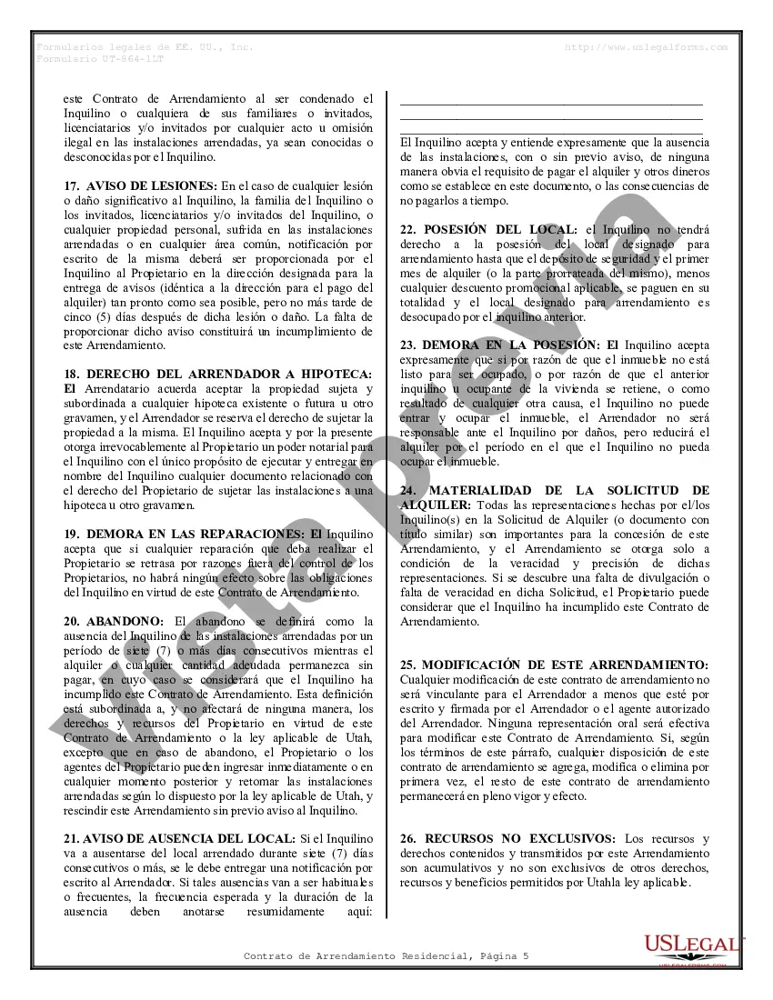 Preview Arrendamiento residencial o contrato de alquiler de mes a mes