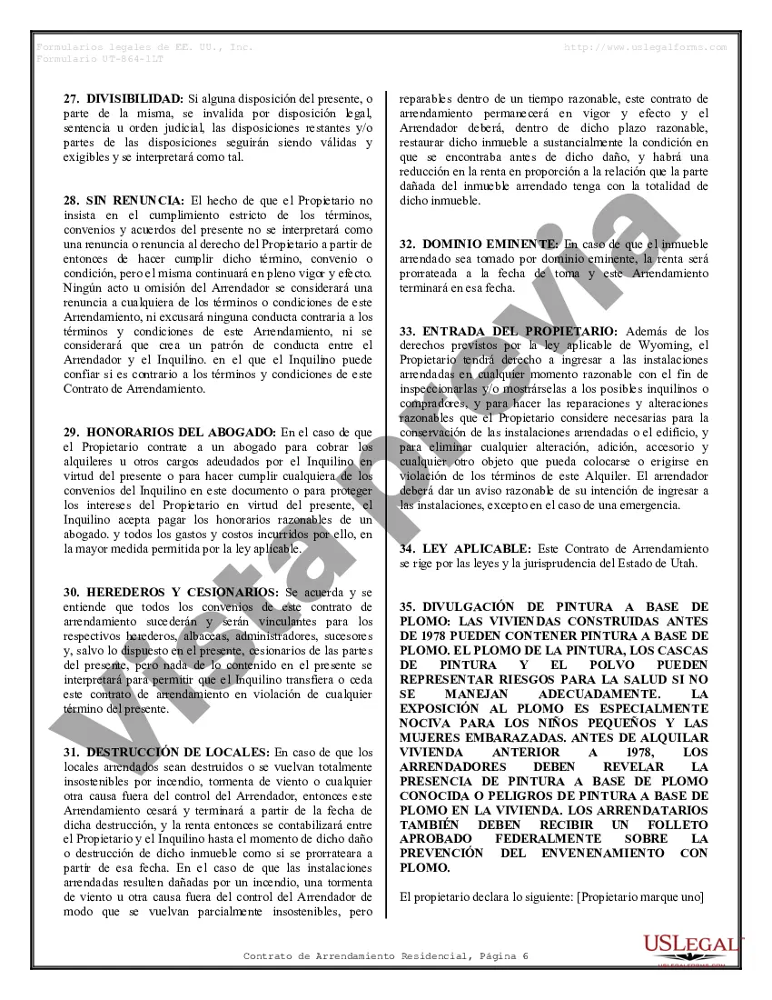 Preview Arrendamiento residencial o contrato de alquiler de mes a mes