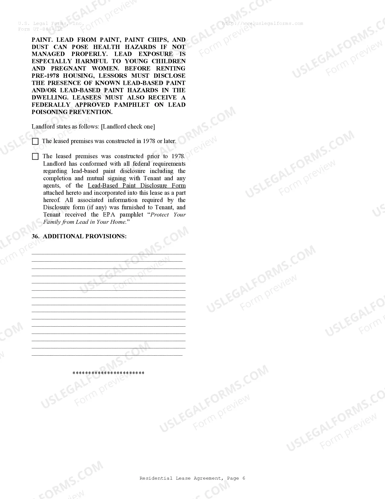 Preview Residential Lease or Rental Agreement for Month to Month