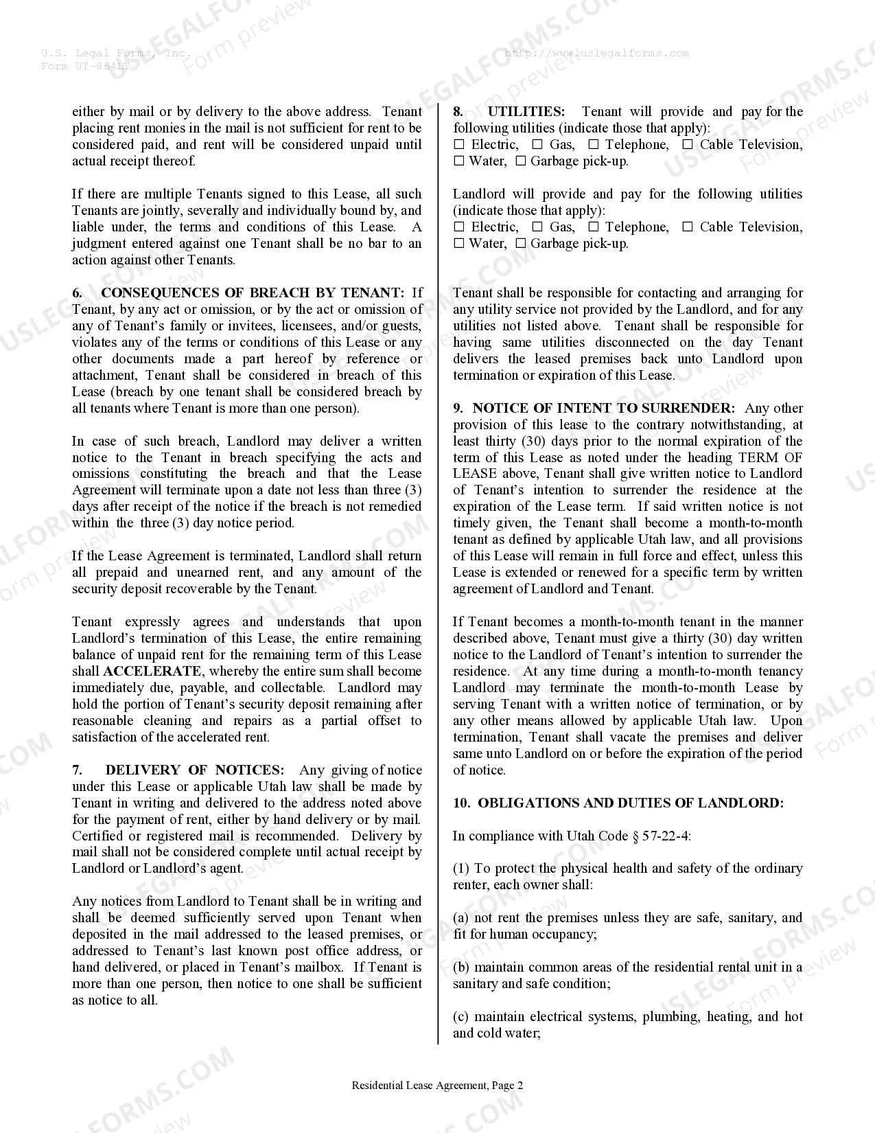 Preview Residential Rental Lease Agreement