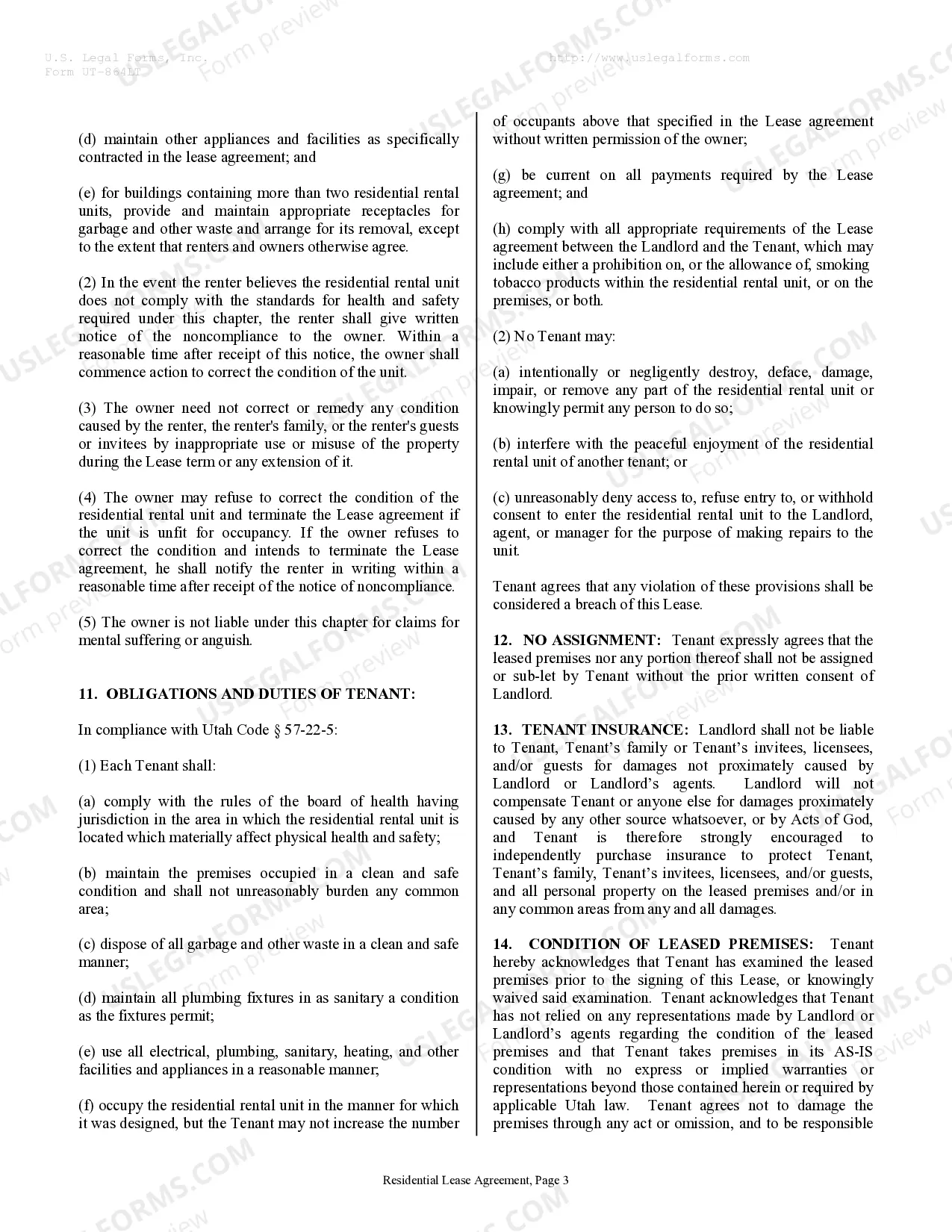 Preview Residential Rental Lease Agreement