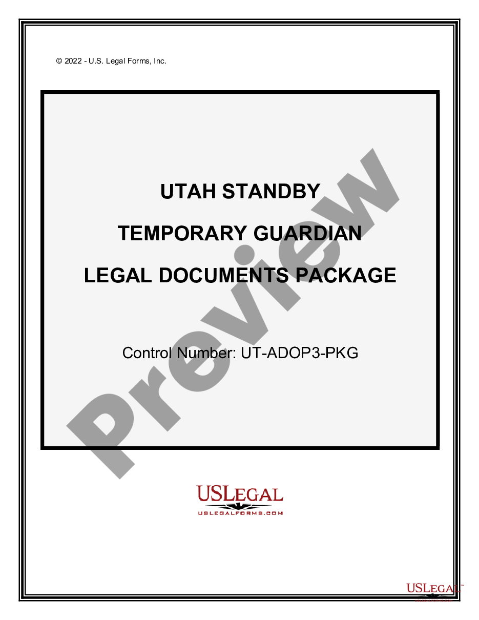 page 0 Utah Standby Temporary Guardian Legal Documents Package preview