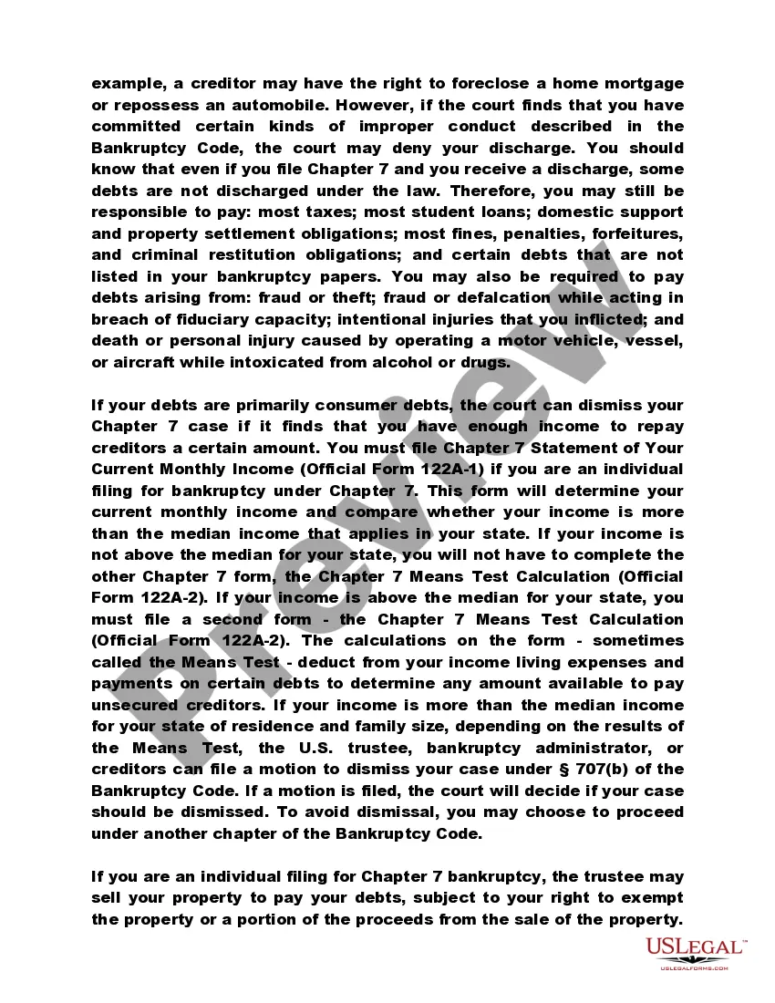 Preview Utah Bankruptcy Guide and Forms Package for Chapters 7 or 13