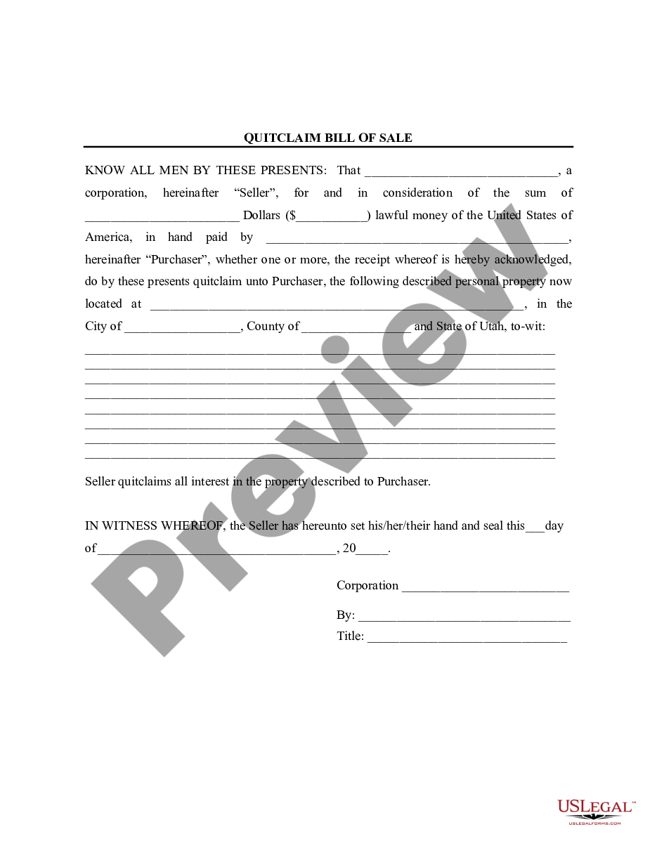 page 0 Bill of Sale without Warranty by Corporate Seller preview