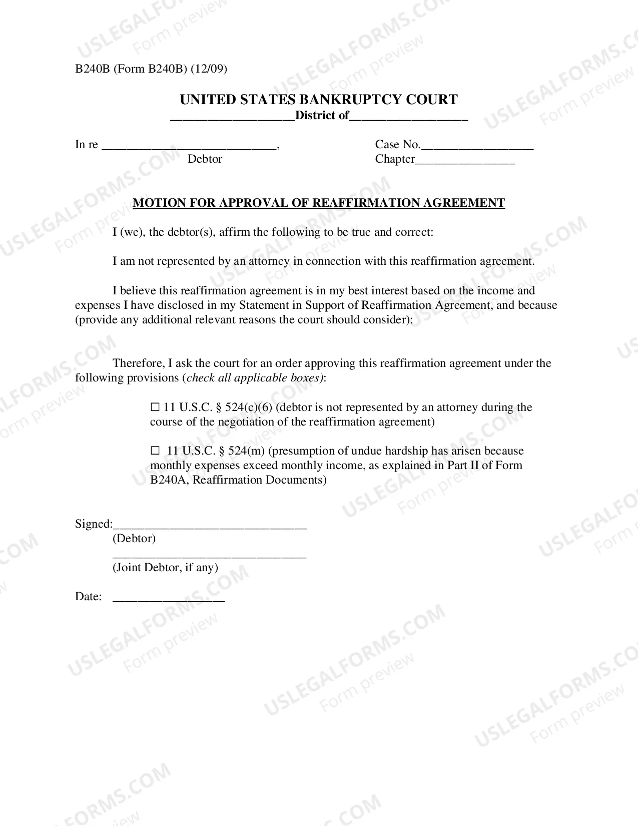 Preview Reaffirmation Agreement