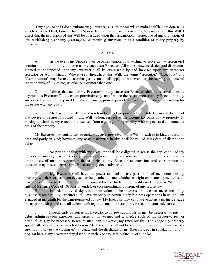 Preview Complex Will with Credit Shelter Marital Trust for Large Estates