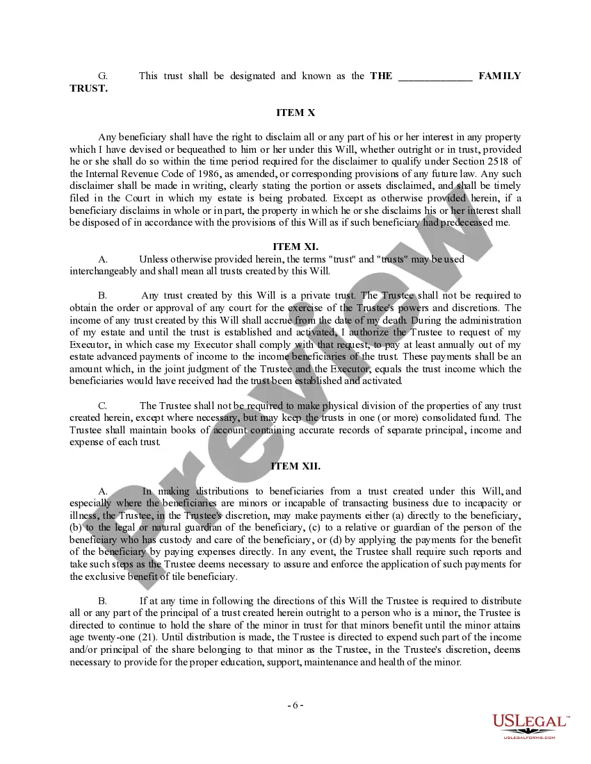 Preview Complex Will with Credit Shelter Marital Trust for Large Estates