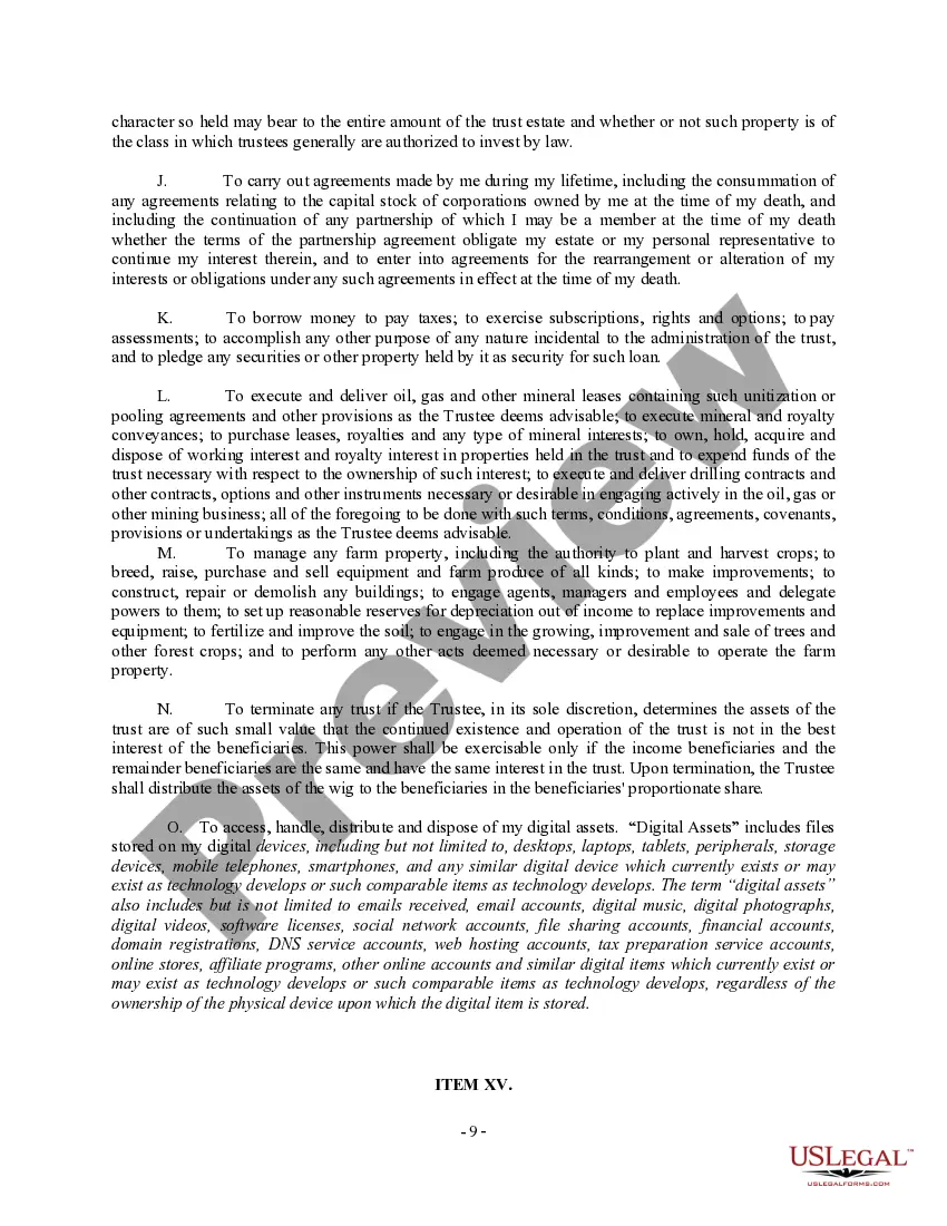 Preview Complex Will with Credit Shelter Marital Trust for Large Estates