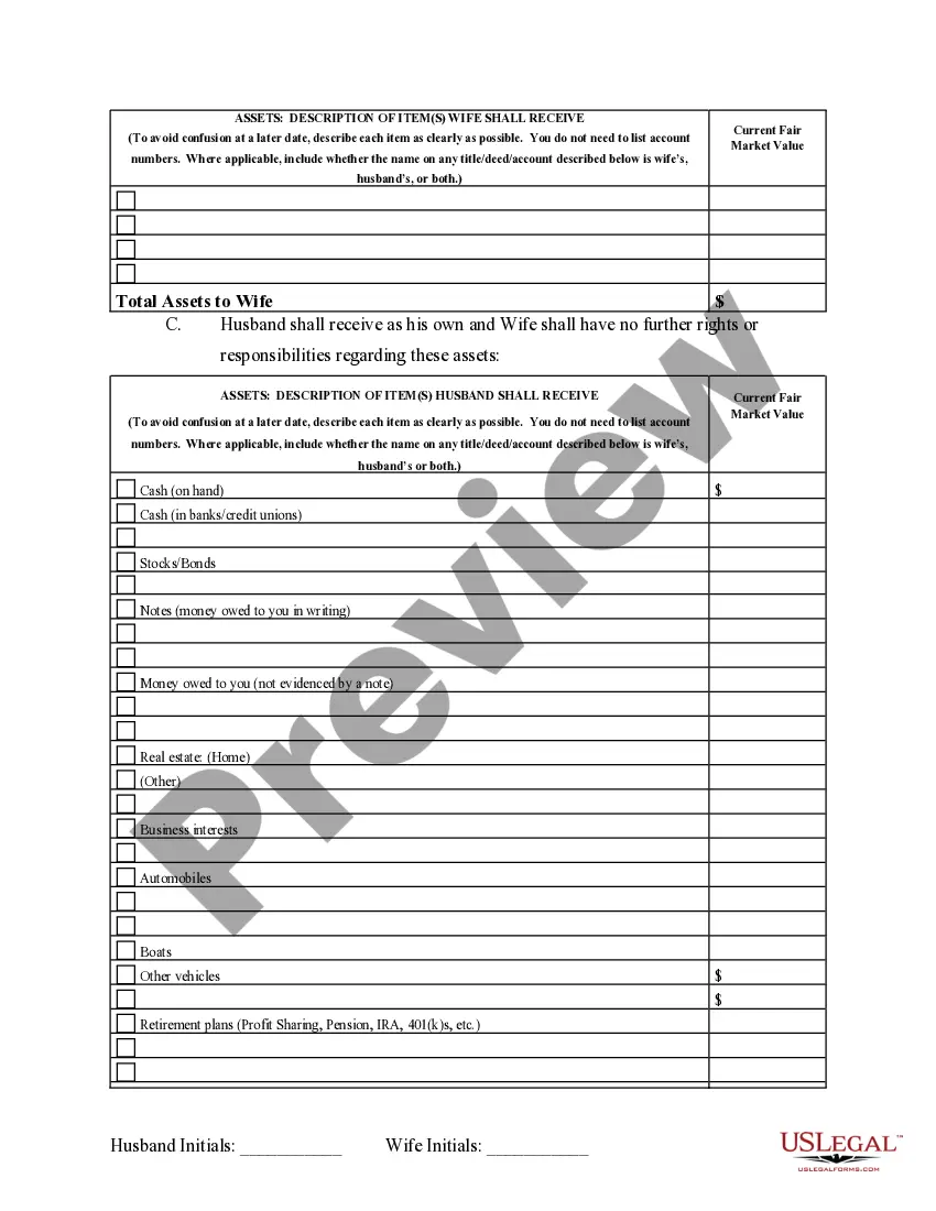 Preview Marital Domestic Separation and Property Settlement Agreement Minor Children Parties May have Joint Property or Debts where Divorce Action Filed