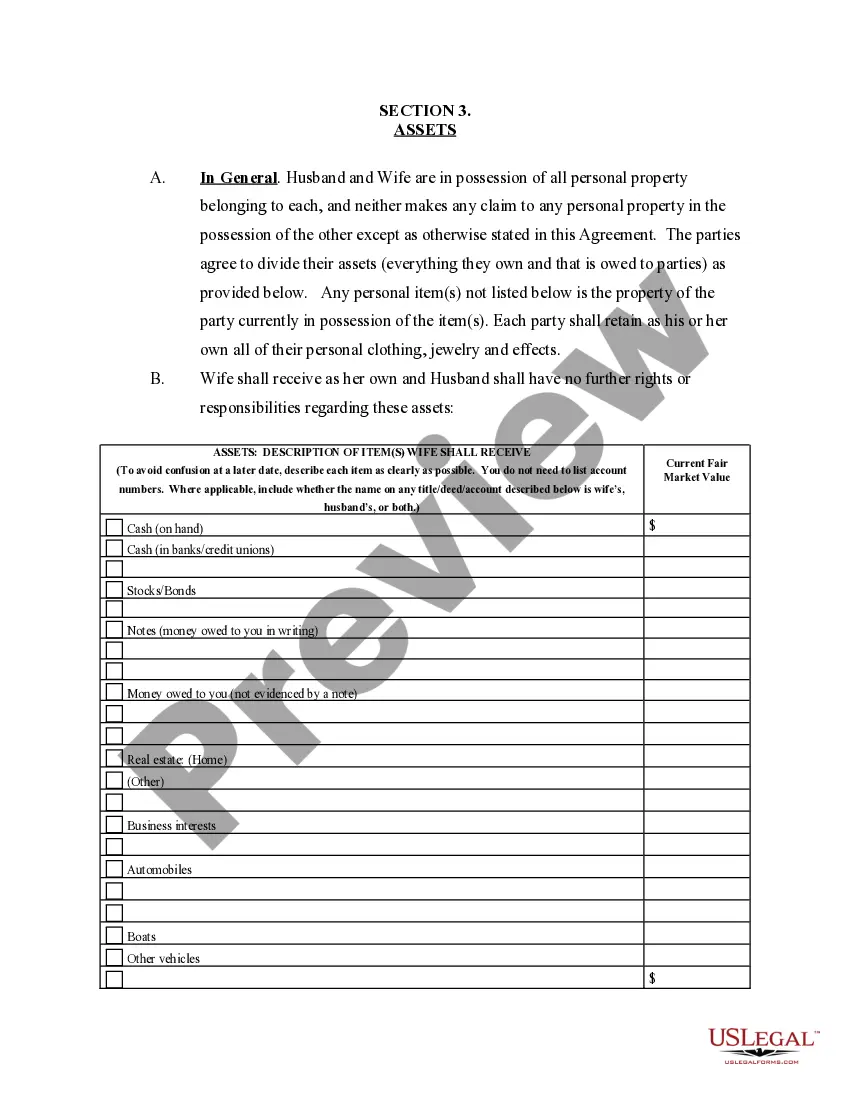 Preview Marital Domestic Separation and Property Settlement Agreement Minor Children Parties May have Joint Property or Debts effective Immediately