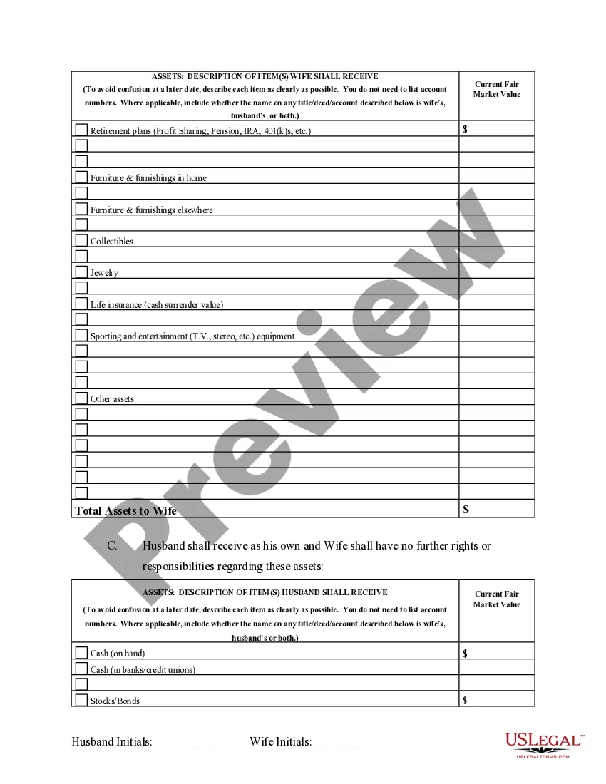 Preview Marital Domestic Separation and Property Settlement Agreement Minor Children Parties May have Joint Property or Debts effective Immediately