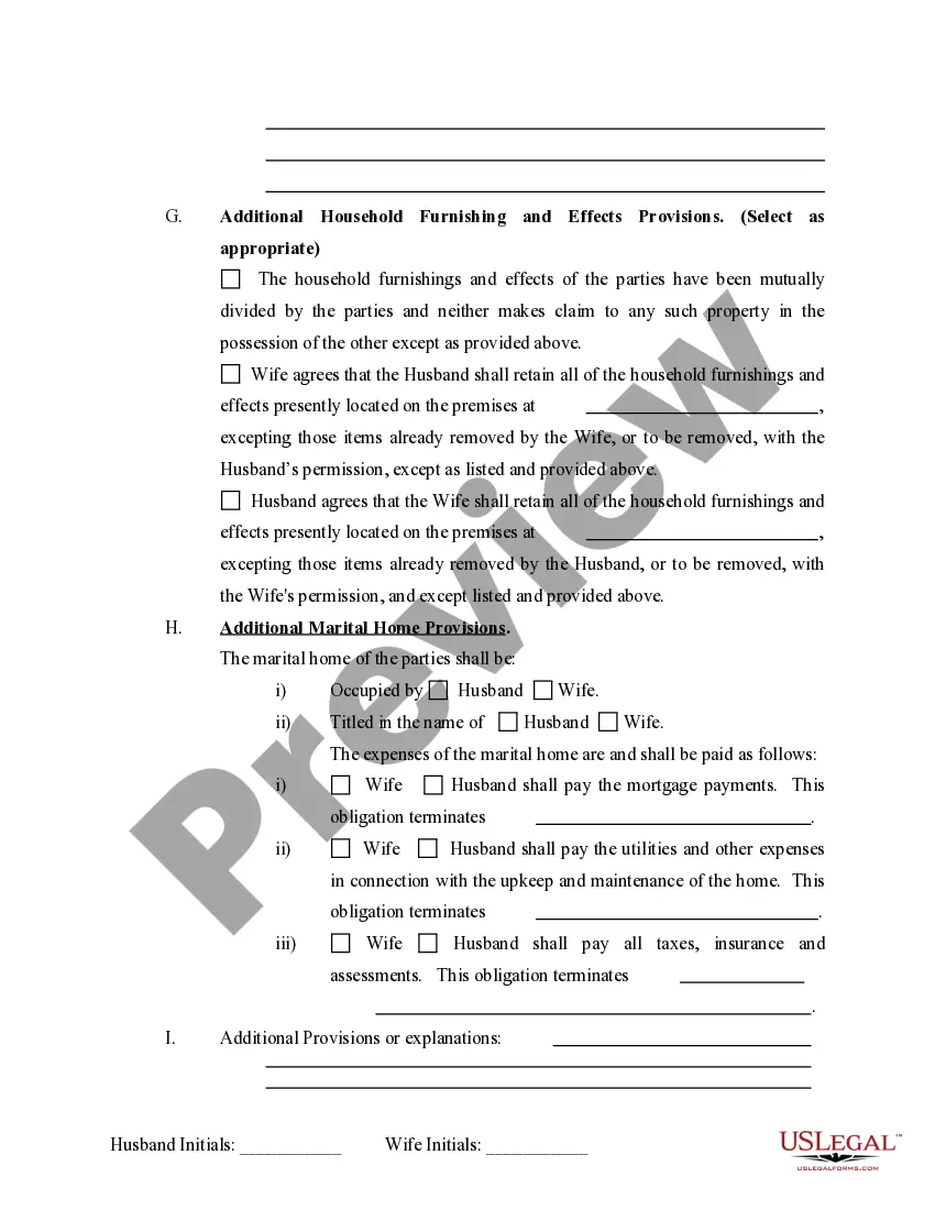Preview Marital Domestic Separation and Property Settlement Agreement Minor Children Parties May have Joint Property or Debts effective Immediately