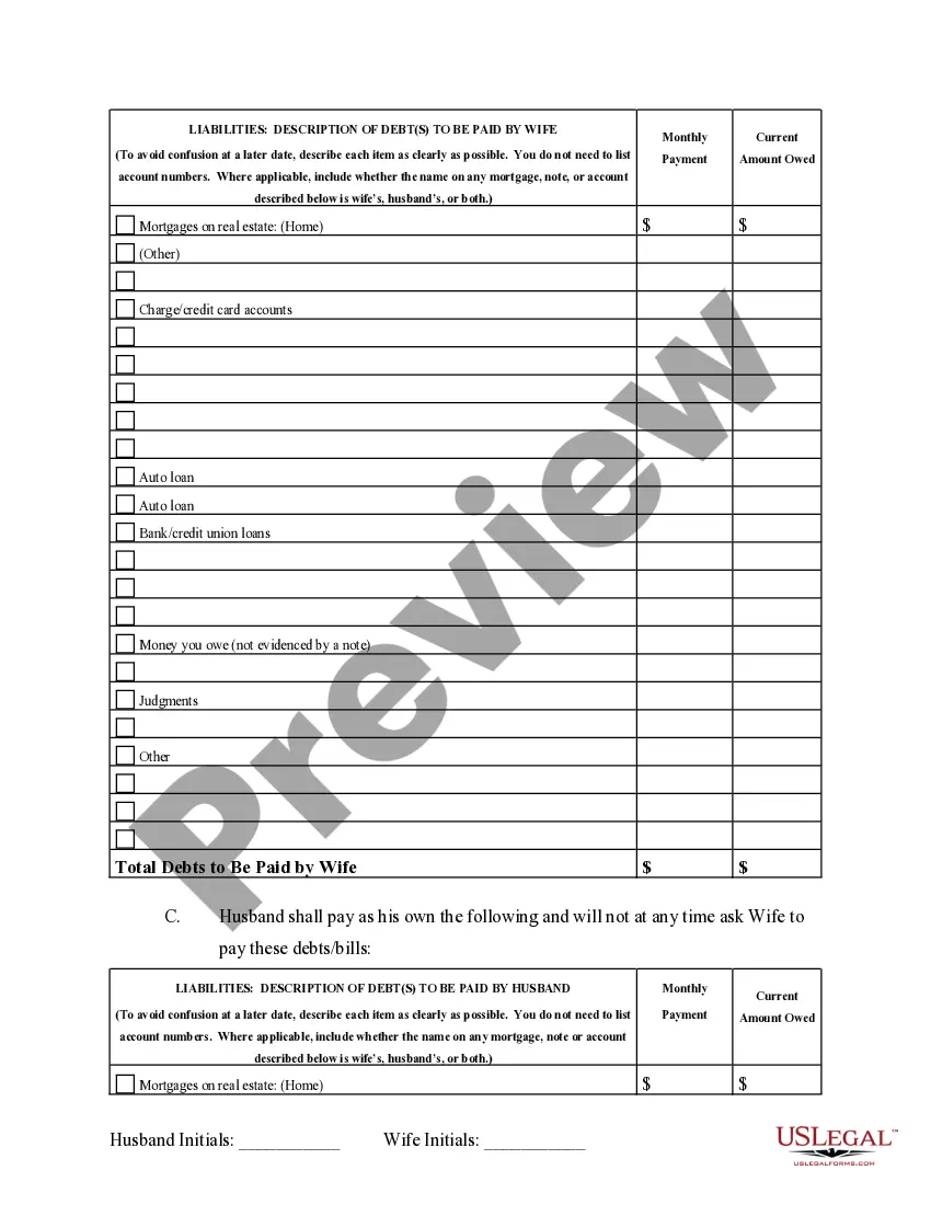 Get Marital Domestic Separation and Property Settlement Agreement no Children parties may have Joint Property or Debts where Divorce Action Filed Preview Marital Domestic Separation and Property Settlement Agreement no Children parties may have Joint Property or Debts where Divorce Action Filed