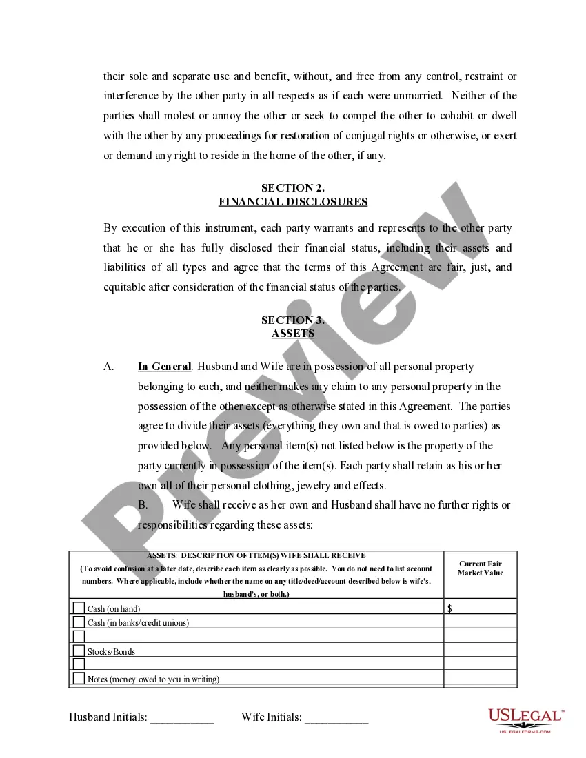 Get Marital Domestic Separation and Property Settlement Agreement no Children parties may have Joint Property or Debts where Divorce Action Filed Preview Marital Domestic Separation and Property Settlement Agreement no Children parties may have Joint Property or Debts where Divorce Action Filed