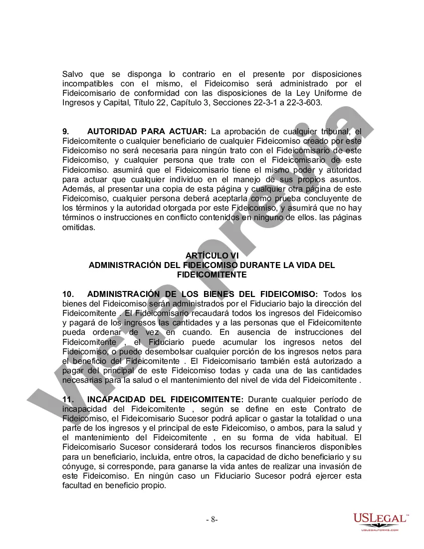 Preview Fideicomiso en vida para esposo y esposa sin hijos