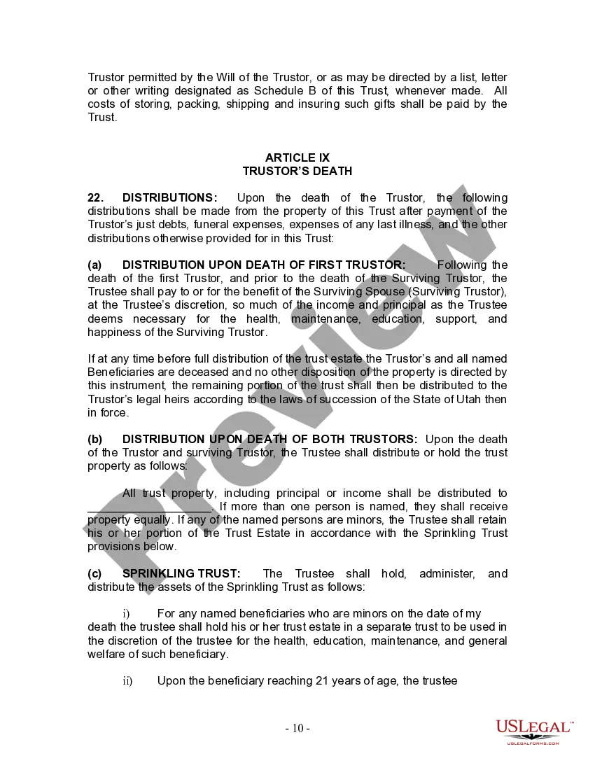 Preview Living Trust for Husband and Wife with No Children