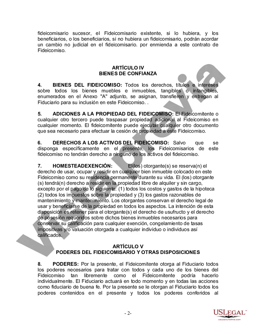 Preview Fideicomiso en Vida para Individuos Solteros, Divorciados o Viudos (o Viudos) sin Hijos