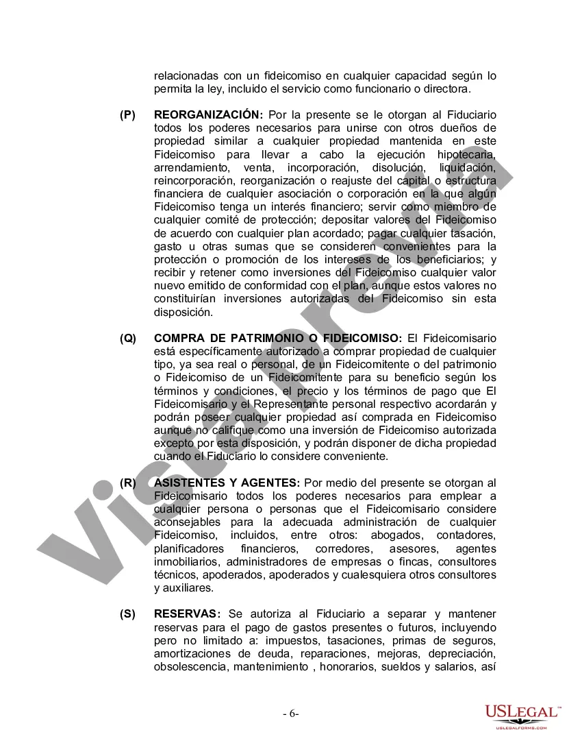 Preview Fideicomiso en Vida para Individuos Solteros, Divorciados o Viudos (o Viudos) sin Hijos