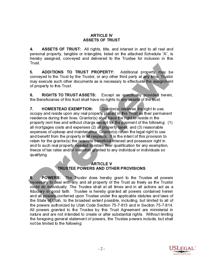 Preview Living Trust for Individual Who is Single, Divorced or Widow (or Widower) with No Children