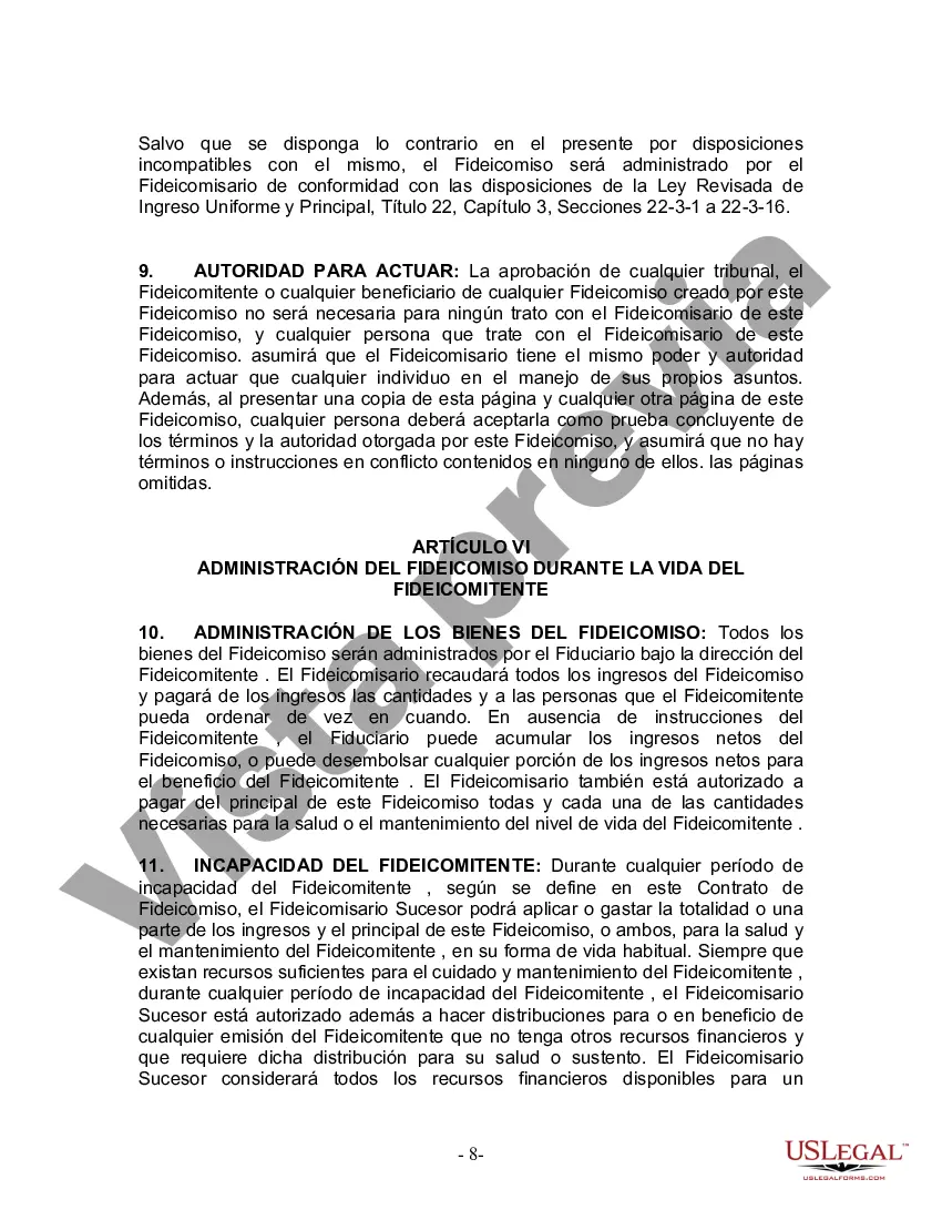 Preview Fideicomiso en Vida para Individuos Solteros, Divorciados o Viudos (o Viudos) con Hijos