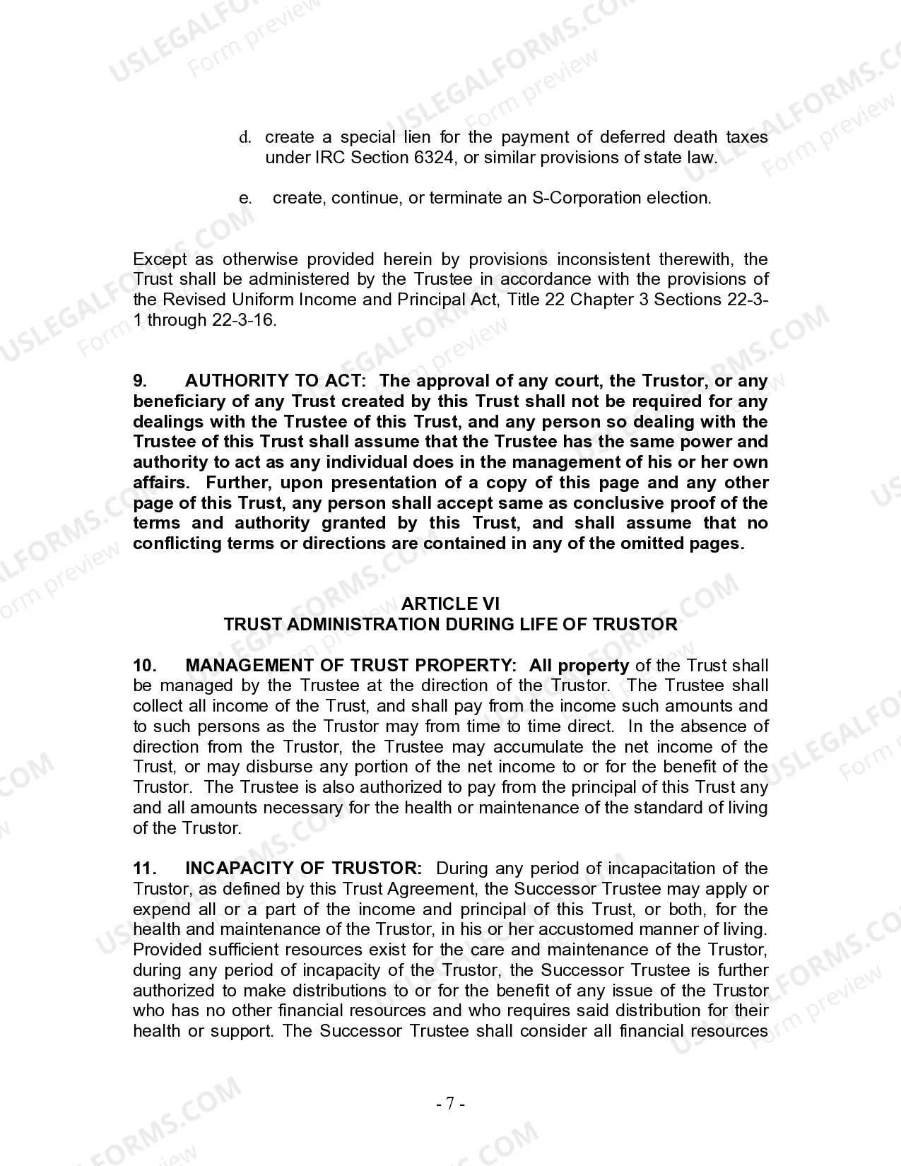 Preview Living Trust for Individual Who is Single, Divorced or Widow (or Widower) with Children